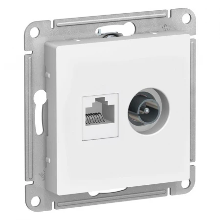 Розетка компьютерная RJ45/TV Systeme Electric AtlasDesign 5e кат UTP белая ATN000189