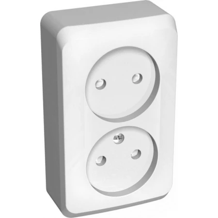 Розетка двойная 2К Systeme Electric Этюд 16A 250V со шторками белая PA16-006B