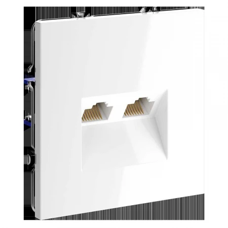 Розетка компьютерная встраиваемая Voltum S70 двойная RJ45+RJ45 кат.6, (белый глянцевый) VLS060201